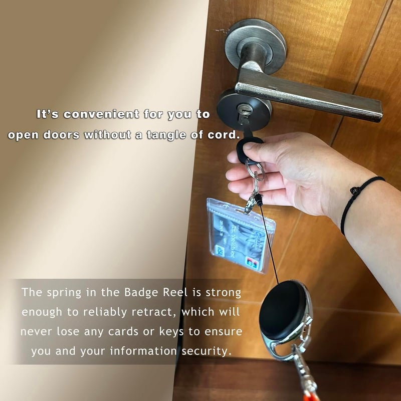 HoAoOo Retractable Badge Reel with Claw Clasp and Clip for Id Card Holders (2Pack) - Image 4
